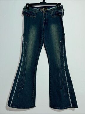 Luxury Blues Belted Flare Jeans Y2K Style Size 7/8
